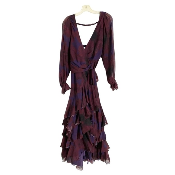 Hutch Kya Wrap Dress Long Sleeve in Purple Floral Chiffon Size Small - Picture 6 of 13